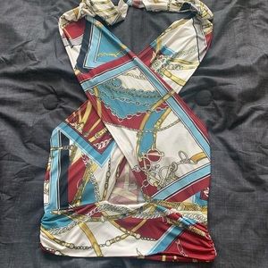 Ivory/combo halter top